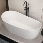 Freestanding Bathtub with Single Slipper Oval Casual White Soaking, 55"L x 28"W x 25"H