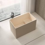 Rose Freestanding Bathtub with Rectangle Shape, Casual Style, Back to Wall Design, and Soaking Bath Therapy, 39.4"L x 27.6"W x 29.9"H