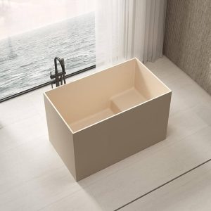 Rose Freestanding Bathtub with Rectangle Shape, Casual Style, Back to Wall Design, and Soaking Bath Therapy, 39.4"L x 27.6"W x 29.9"H