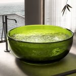 Green Resin Circular Freestanding Bathtub, 59"L x 59"W x 22"H