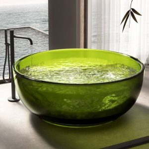 Green Resin Circular Freestanding Bathtub, 59"L x 59"W x 22"H