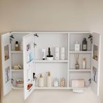 6 Shelves White Aluminum Medicine Cabinet with Illumination Light, Rectangle Shape, Hydrophobic Resistance, and Plug-in, 43"L x 5"W x 28"H