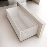 Freestanding Bathtub Rectangle Casual White Back to Wall Plexiglass Soaking