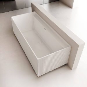Freestanding Bathtub Rectangle Casual White Back to Wall Plexiglass Soaking