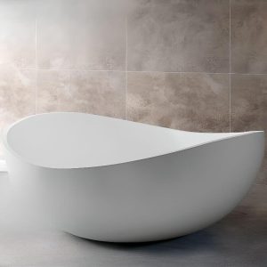 Double Slipper Circular Freestanding Bathtub in Casual White for Soaking