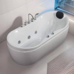 Whirlpool Freestanding Bathtub with Massage, 3 Handles, Roll Top, Compression Faucet, Oval Shape, and Valve, 67"L x 31"W x 28"H