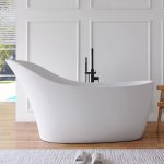 Freestanding Bathtub with Single Slipper Design, Oval Shape, Casual Style, White Color, and Soaking Bath Therapy