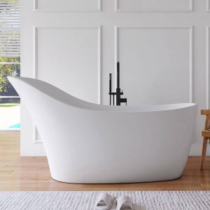 Freestanding Bathtub with Single Slipper Design, Oval Shape, Casual Style, White Color, and Soaking Bath Therapy
