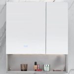 Silver Stainless Steel Rectangle Medicine Cabinet with Hinged Door, Mirror Defogger, 5 Shelves & Illuminating Light, 43"L x 5"W x 31"H