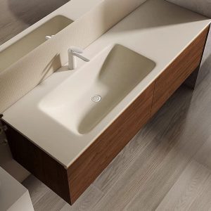 Cocoa Bathroom Vanity with Sintered Stone Sink, White Faucet, 2 Doors, White Finish, Rectangular Shape, and Shelf, 35.4"L x 19.7"W x 18.9"H, Vanity & Faucet & Mirror Cabinet