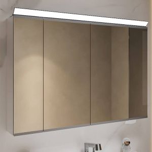 4 Doors Composite Medicine Cabinet with 11 Shelves & Internal Outlet, 46"L x 6"W x 31"H