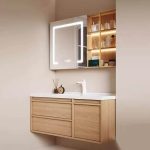White Top Bathroom Vanity with White Faucet, 3 Doors, Backsplash, Rectangle Sink, Shelf, and Modern Simple Style, Vanity & Faucet & Smart Medicine Cabinet, 48"L x 20"W x 20"H