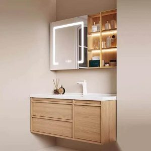 White Top Bathroom Vanity with White Faucet, 3 Doors, Backsplash, Rectangle Sink, Shelf, and Modern Simple Style, Vanity & Faucet & Smart Medicine Cabinet, 48"L x 20"W x 20"H