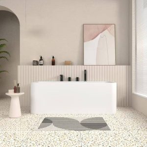 Alcove Bathtub in Rectangular Shape with Casual Style and Back to Wall Soaking, Matte White, 71"L x 31"W x 22"H