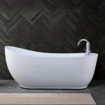 Freestanding Bathtub with Single Slipper Design, Oval Shape in Casual White Plexiglass for Soaking, Tub, 56"L x 30"W x 30"H