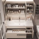 Cream Base White Sintered Stone Bathroom Vanity with 1 Drawer, Cabinet Hardware, Metallic Faucet and 3 Doors, 31.5"L x 20"W x 22"H, Vanity & Faucet & Smart Medicine Cabinet
