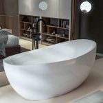 Freestanding Bathtub with Single Slipper Oval Casual White Plexiglass Soaking Design, 67"L x 31"W x 26"H