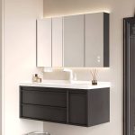 Midnight Black Spill Proof Bathroom Vanity with 4 Doors, Chalk Faucet, Shelf, Backsplash, and Contemporary Style, Vanity & Faucet & Mirror Cabinet, 36"L x 20"W x 20"H