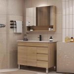 Chalk Top Bathroom Vanity with 3 Drawers, 5 Doors, Free-standing Standard Installation, Midnight Black Faucet, Shelf, and Drain Assembly, 31"L x 20"W x 33"H, Vanity & Faucet & Mirror Cabinet