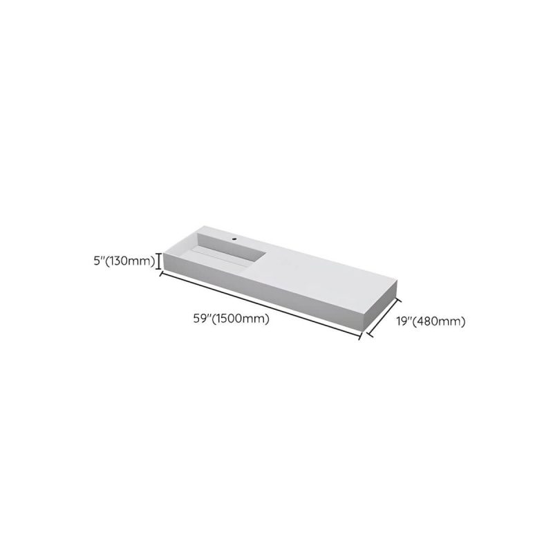Dimension of Contemporary Bathroom Sink Man Made Rock Rectangular Vessel Bathroom Sink without Faucet - 59"L x 19"W x 5"H Bright White Left Basin