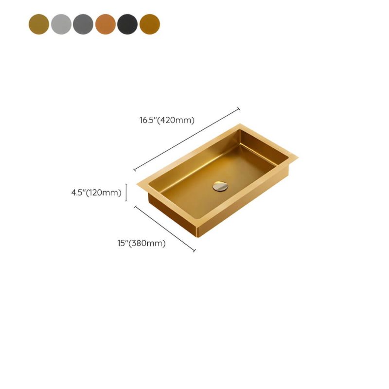 Dimension of Metal Rectangular Bathroom Sink Modern Undermount Bathroom Sink - Sink Silver None