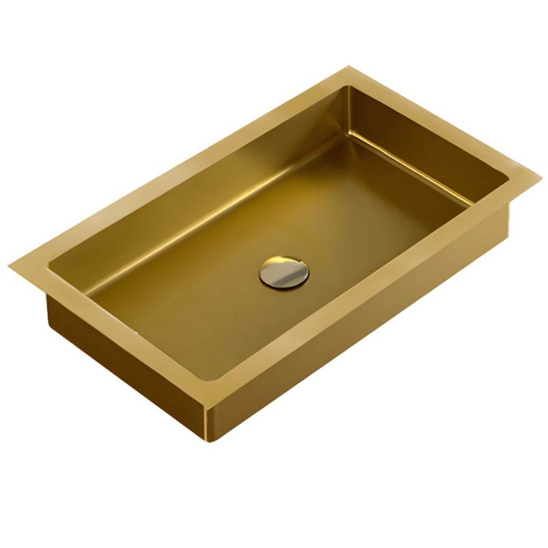 Metal Rectangular Bathroom Sink Modern Undermount Bathroom Sink - Sink Silver None