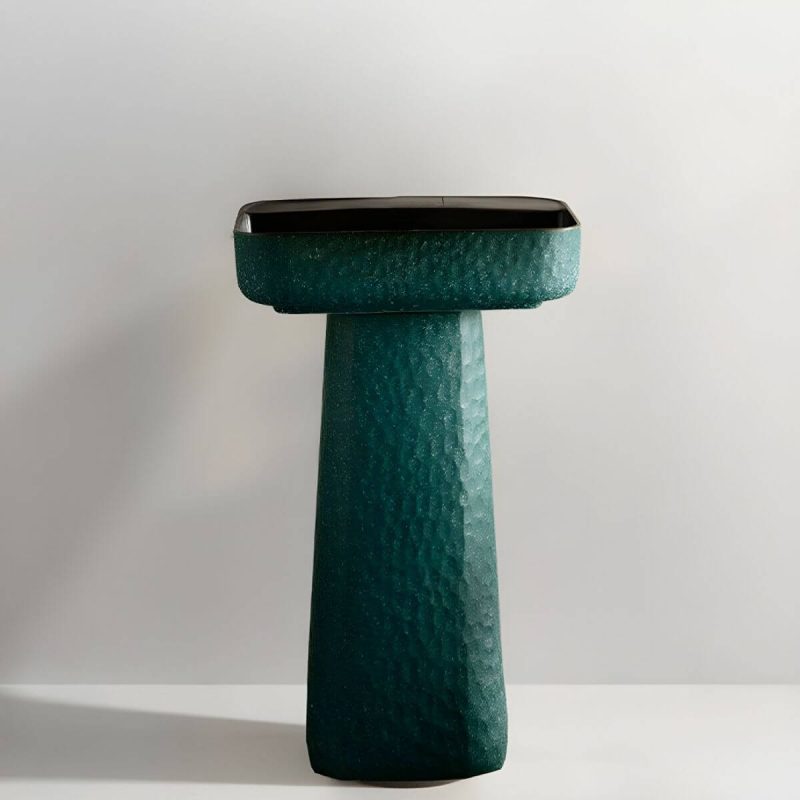 Green Rectangular Pedestal Bathroom Sink with Hand Hammered Craftsmanship and Stain-Resistant Finish - Sink Unavailable Not Available
