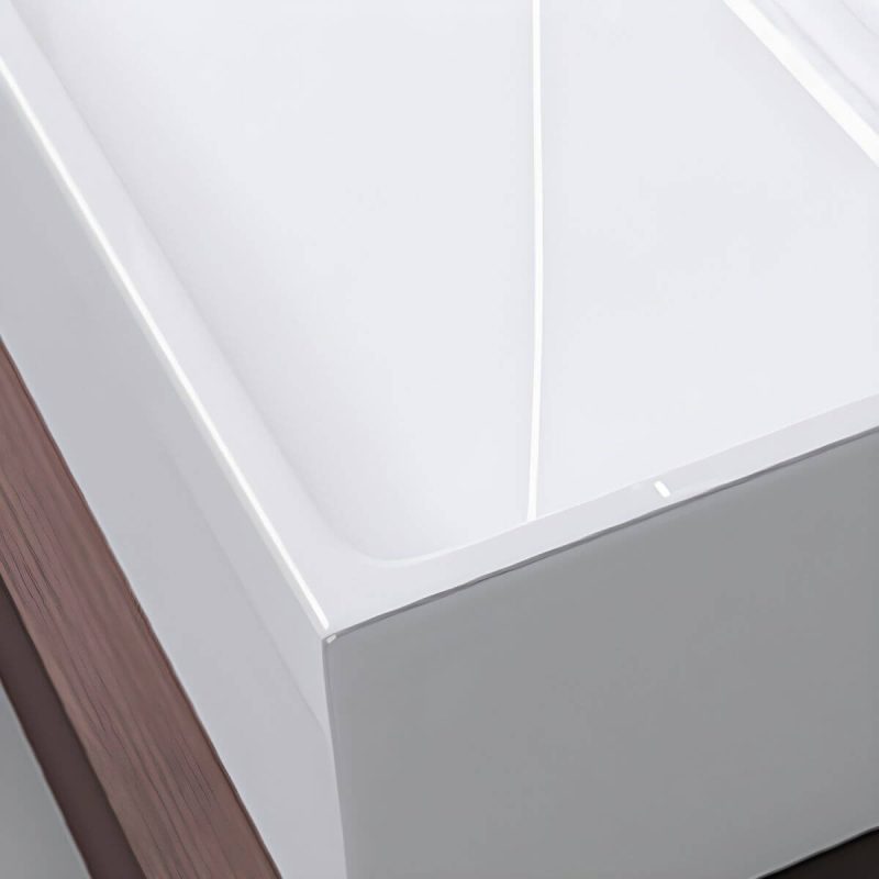 Contemporary Bathroom Sink Man Made Rock Rectangular Vessel Bathroom Sink without Faucet - 30"L x 17"W x 6"H Bright White Left Basin
