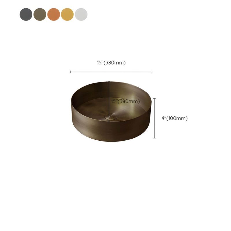 Dimension of Modern Vessel Bathroom Sink Metal Round with Pop-Up Drain Wash Stand - Sink Silver None