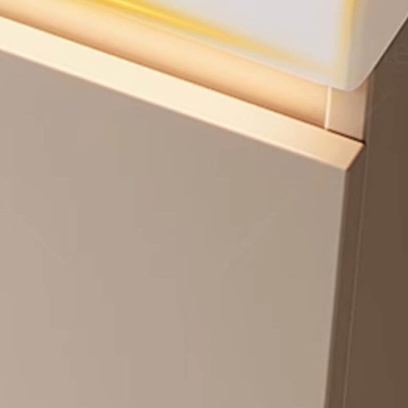 Chalk Bathroom Vanity with Sintered Stone Sink, 5 Doors, 1 Mirror, Overflow Hole, Simple Style, and Drain Assembly, 40"L x 20"W x 22"H, Vanity & Faucet & Smart Half Mirror Cabinet