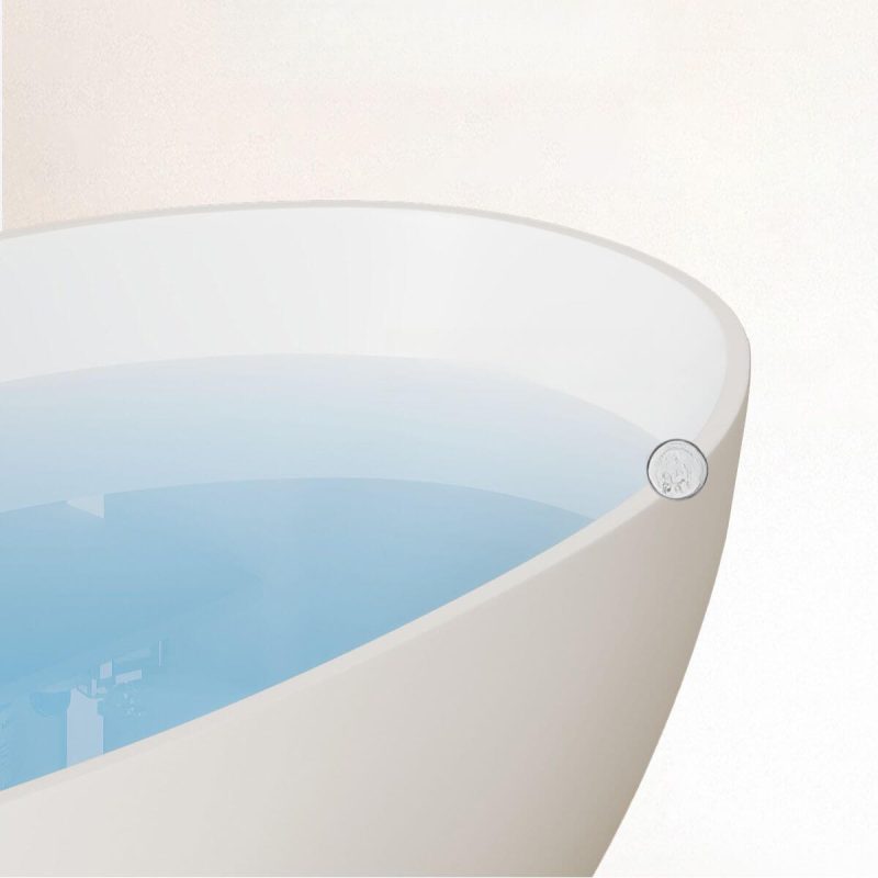 Freestanding Bathtub with 2 Handles Roll Top Cartridge Faucet Oval Valve Casual White, 71"L x 31"W x 22"H, Bathtub & Freestanding Faucet
