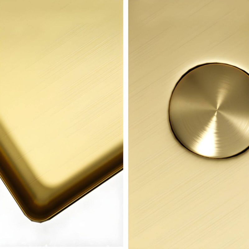 Metal Rectangular Bathroom Sink Modern Undermount Bathroom Sink - Sink with Faucet Gold Square Faucet