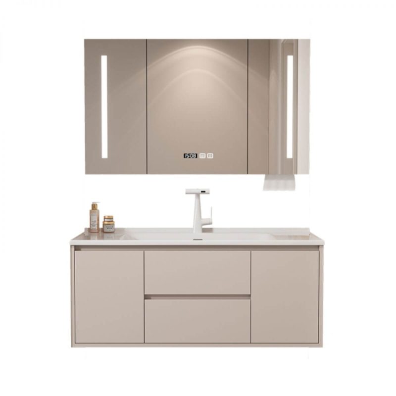 White Top Bathroom Vanity with White Faucet, 3 Doors, Backsplash, Rectangular Sink, Shelf, and Modern Simple Style, Vanity & Faucet & Smart Medicine Cabinet, 31"L x 20"W x 19"H