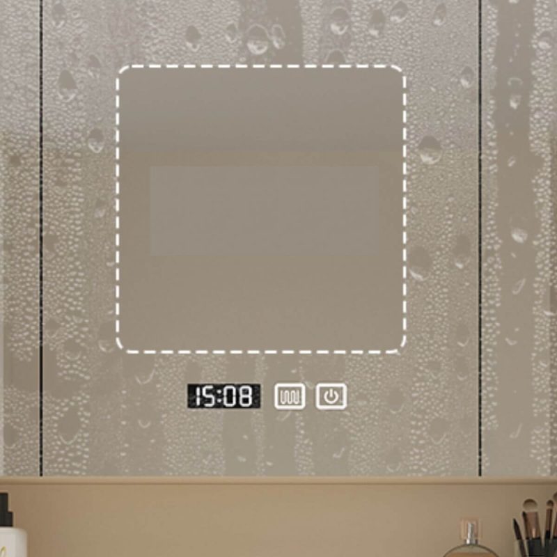 6 Drawers Lumber Bathroom Vanity in Chalk with Sintered Stone Rectangular Sink, 3 Doors, and Shelf, Vanity & Faucet & Fully Sealed Smart Mirror Cabinet, Slate, 48"L x 20"W x 23"H