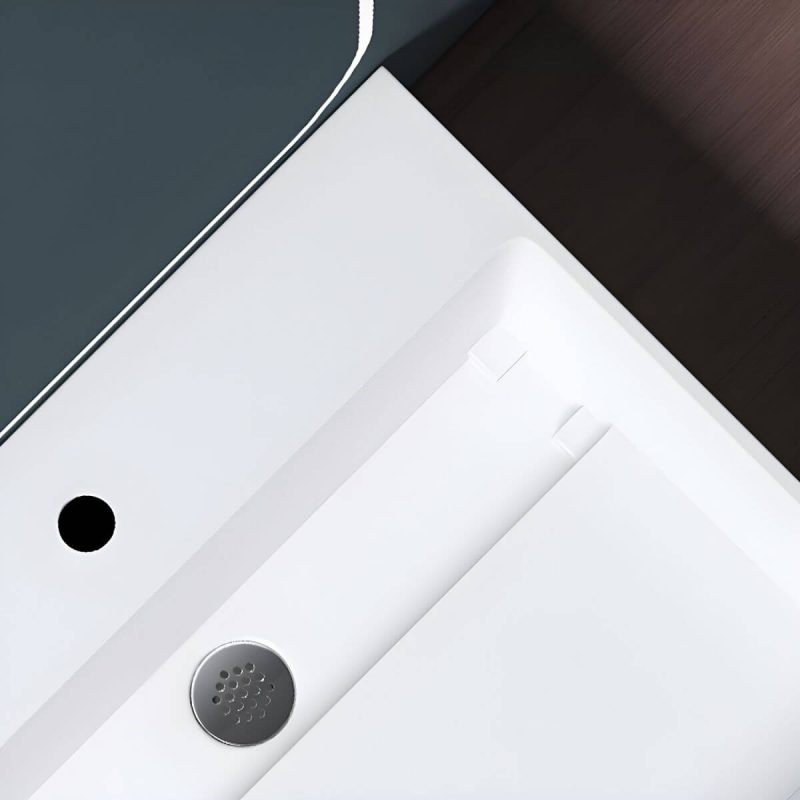 Contemporary Bathroom Sink Man Made Rock Rectangular Vessel Bathroom Sink without Faucet - 47"L x 19"W x 5"H Bright White Single Basin Sink