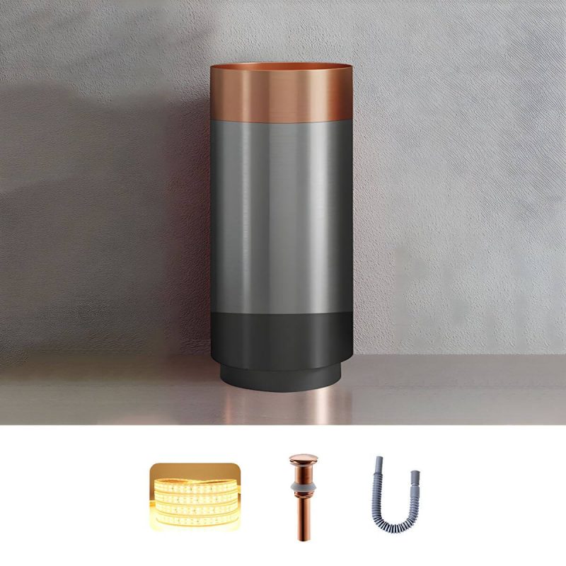 Modern Bathroom Sink with Pop-Up Drain Round Metal Pedestal Bathroom Sink - Rose Gold Sink Unavailable