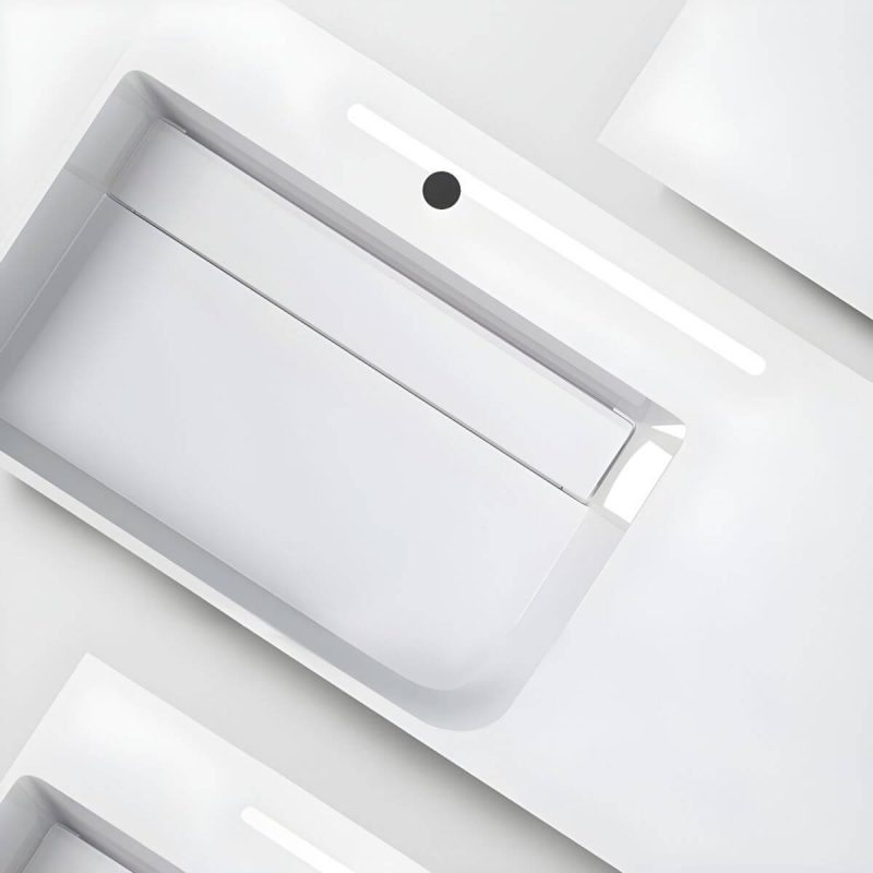 Contemporary Bathroom Sink Man Made Rock Rectangular Vessel Bathroom Sink without Faucet - 47"L x 19"W x 5"H Bright White Single Basin Sink