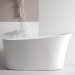 Freestanding Bathtub with Single Slipper Design and Seat, Oval Shape in Casual White Plexiglass for Soaking, 51.2"L x 29.5"W x 29.5"H