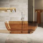 Auburn Resin Oval Freestanding Bathtub with Roll Top in Casual Style for Soaking, 65"L x 32"W x 20"H