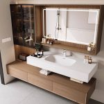 Chalk Bathroom Vanity with Sintered Stone Countertop, Cabinet Hardware, 1 Mirror, White Faucet, Rectangular Shape & Shelf, Vanity & Faucet & Smart Mirror, 28"L x 22"W x 16"H