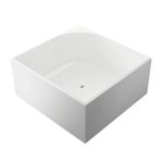 Square Freestanding Bathtub with Roll Top Casual White Plexiglass Soaking Design
