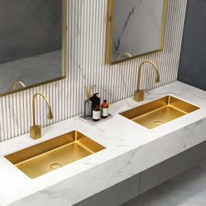 Metal Rectangular Bathroom Sink Modern Undermount Bathroom Sink - Sink with Faucet Black Induction Faucet