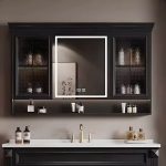 3 Doors Midnight Black Medicine Cabinet with Mirror Defogger, 3 Shelves, Lighting System, Rectangle & Hydrophobic, 63"L x 6"W x 31"H