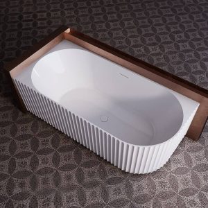 Rose Alcove Bathtub Oval Casual Back to Wall Plexiglass Soaking, 59"L x 31"W x 23"H