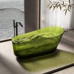 Resin Freestanding Bathtub with Single Slipper Oval Casual Soaking, Dark Green, 59"L x 30"W x 27"H