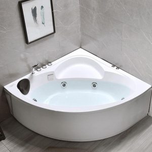 Nook Corner Bathtub with Lighting System, Air Bath Therapy, Body Jet & Heater, 47"L x 47"W x 22"H, Bathtub&Silver 5-PCS&Whirlpool Massage&Heating&Bubble&Light