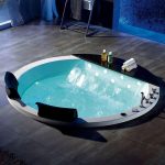 Lighting System Circular Drop-in Bathtub with Whirlpool Bath Therapy and Body Jet, 71"L x 71"W x 27"H