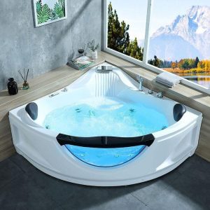 Nook Corner Bathtub with Lighting System, Air Bath Therapy, Body Jet, and Heater, Whirlpool & Massage & Constant Temperature & Colorful Lights