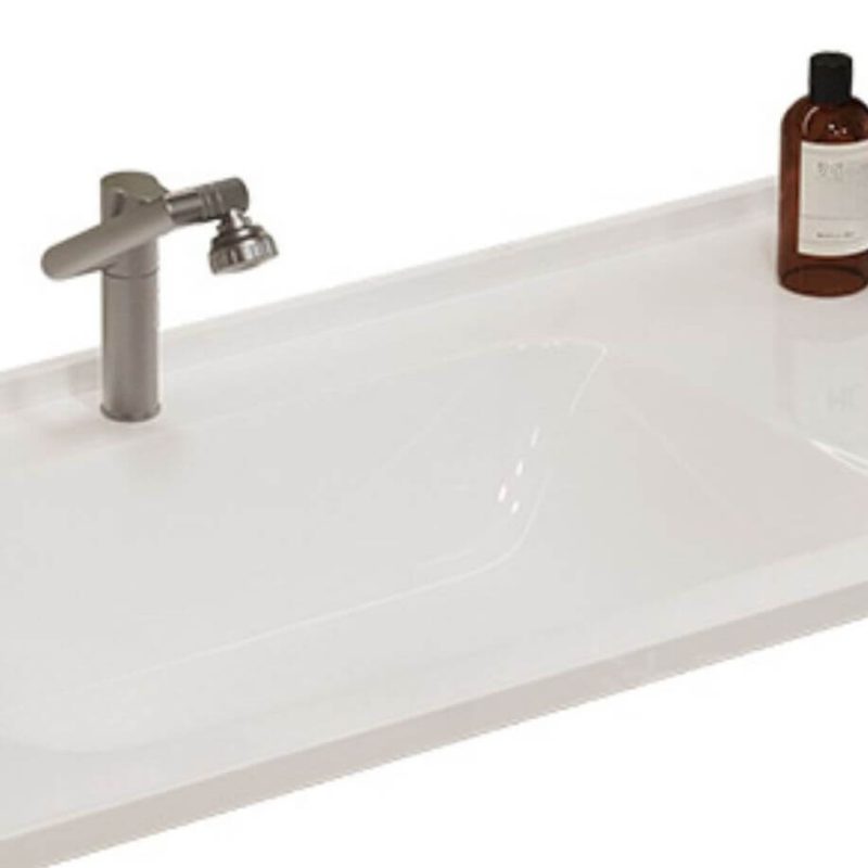 Stain Resistant Bathroom Vanity with Chrome Faucet, Black Base, Cabinet Hardware, 3 Doors, Chalk Sink, and Backsplash, Vanity & Faucet, 32"L x 20"W x 20"H