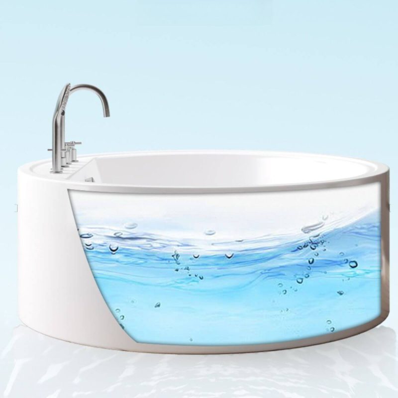 Circular Whirlpool Freestanding Bathtub with Body Jet, 47"L x 47"W x 24"H, Tub & Silver Five-Piece Set & Massage